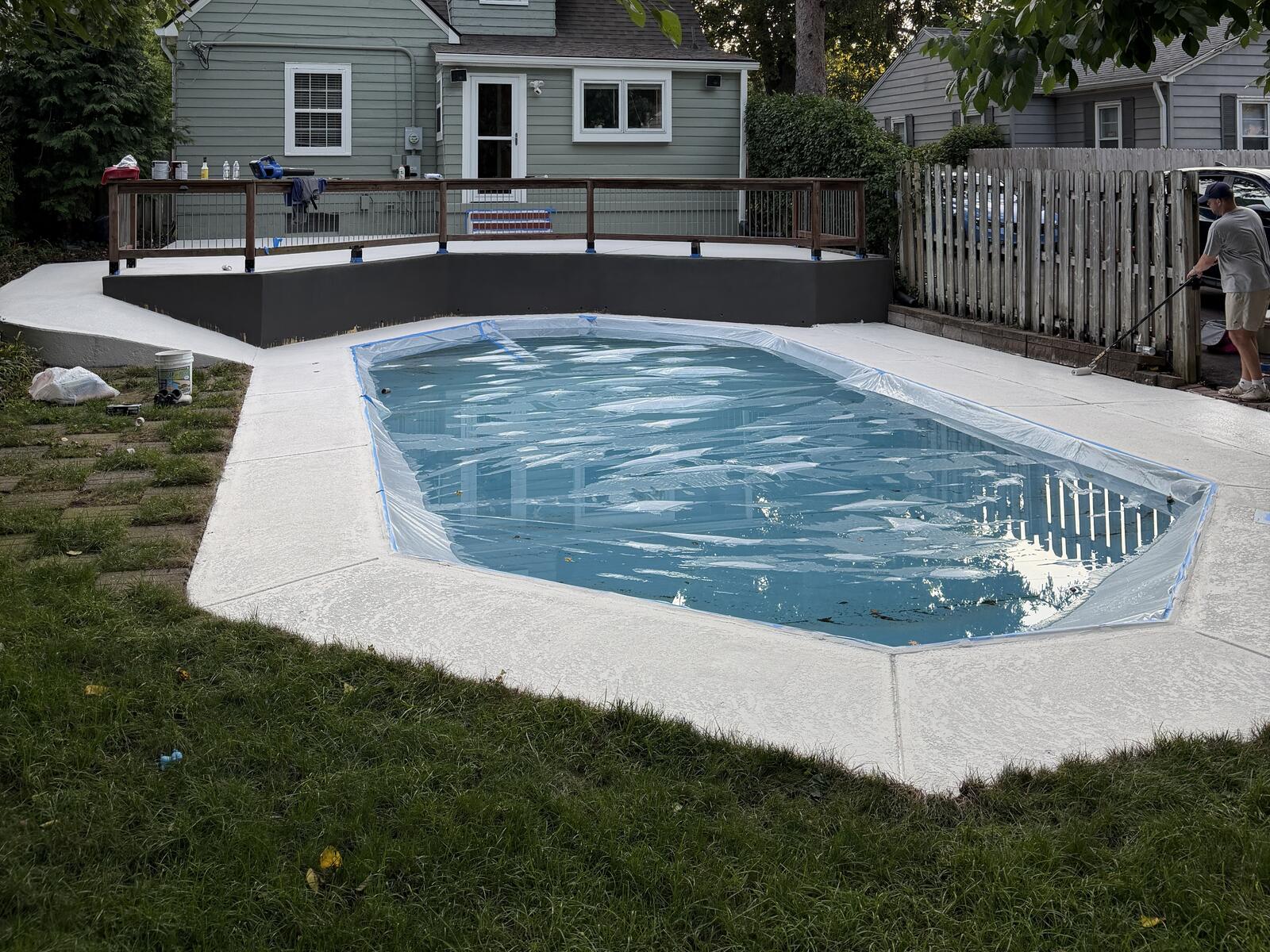 The same pool deck after the Cool Deck Indy coating was applied